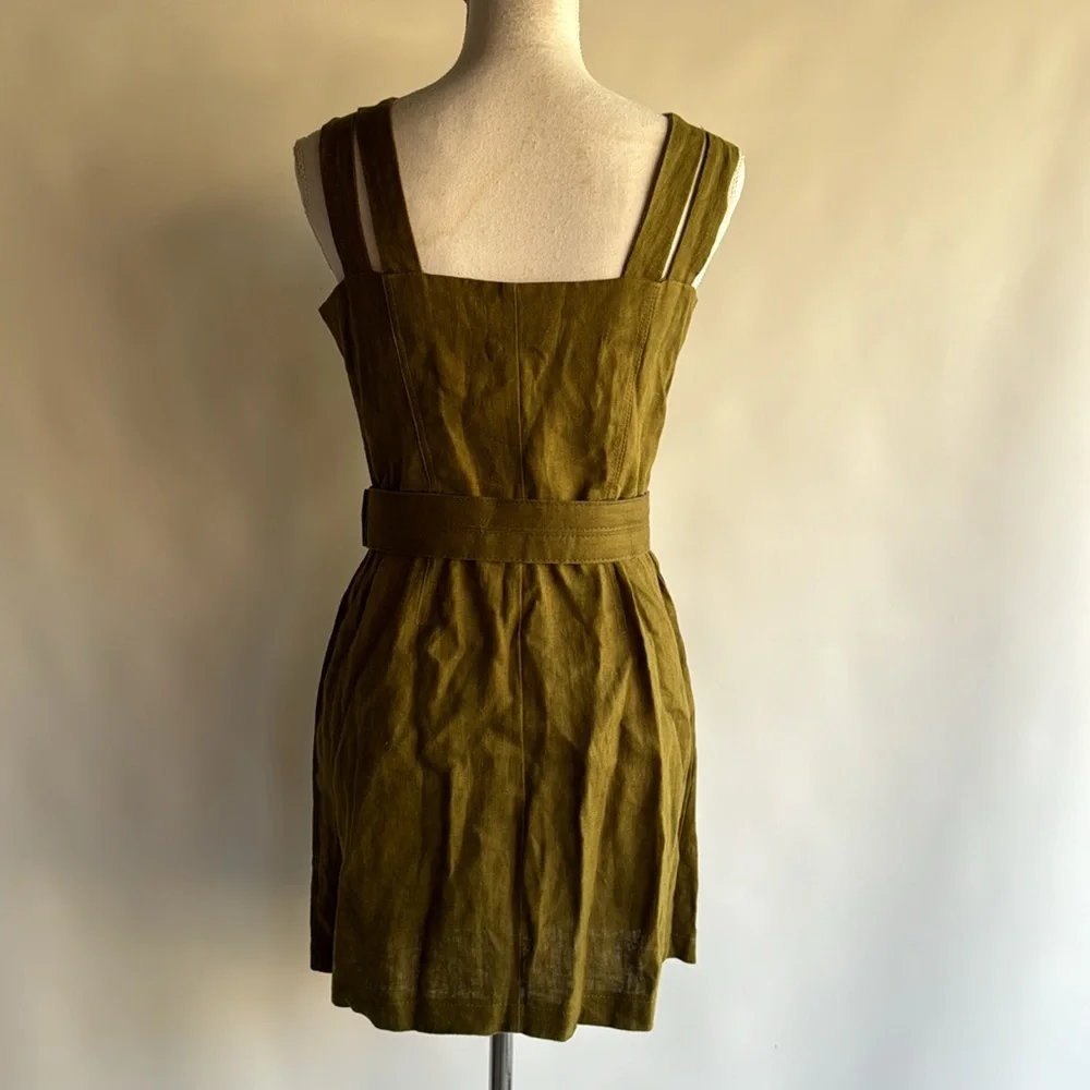 Nicholas Button Front Belted Linen Mini Dress - sz 4 US - Picture 4 of 8